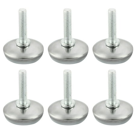 28mm Dia Plastic Base M6 x 25mm Thread Furniture Leveling Feet Pad x 6