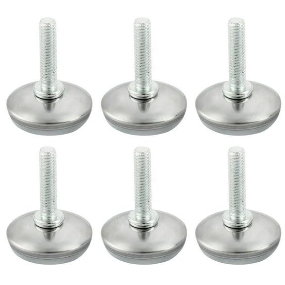 28mm Dia Plastic Base M6 x 25mm Thread Furniture Leveling Feet Pad x 6