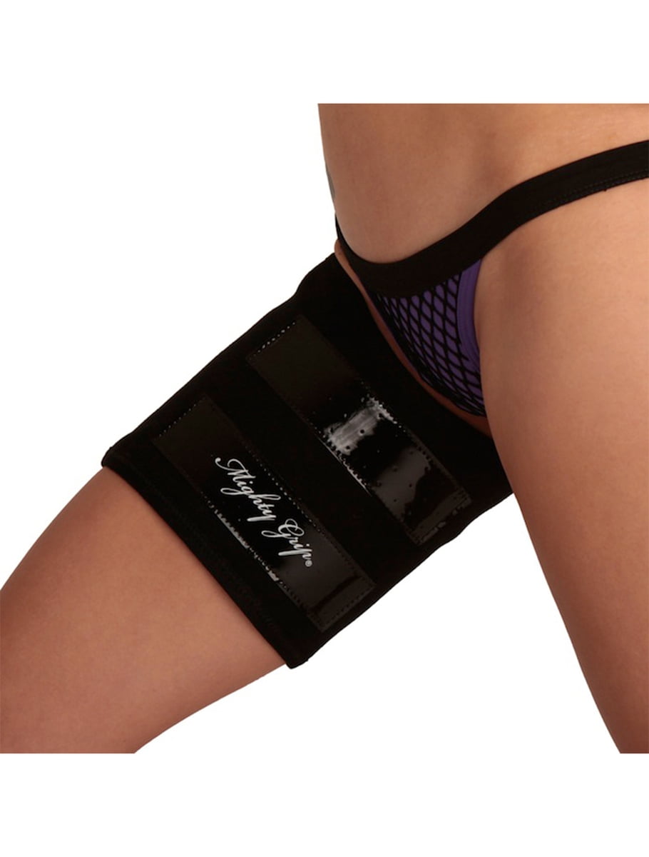Mighty Grip 2 Black Inner Thigh Protectors for Pole Dancing with Tack strips 