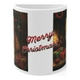 thumbnail image 2 of Coffee Mug 11oz, Tabby Cat Lover Mug, Merry Christmas Fireplace Cat Tea Cup, 2 of 8