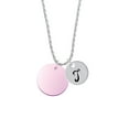 thumbnail image 2 of Delight Jewelry Acrylic 1" Disc Light Purple Imitation Pearl Silvertone Script Initial Disc - T - Charm Necklace, 20"+3", 2 of 4