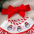 thumbnail image 5 of FYEGRE Girls Long Sleeve Christmas Cartoon Embroidered Pullover Romper Bodysuit with Headband Outfit Set Red 6-12 Months, 5 of 7