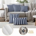 thumbnail image 3 of Navy Blue Striped Outdoor Pillow Covers, Waterproof Decorative Throw Pillowcases Set of 2, Modern Farmhouse Blue White Stripes Couch Cushion Cases with Zipper for Outside Patio Garden Sofa 20"x12", 3 of 9