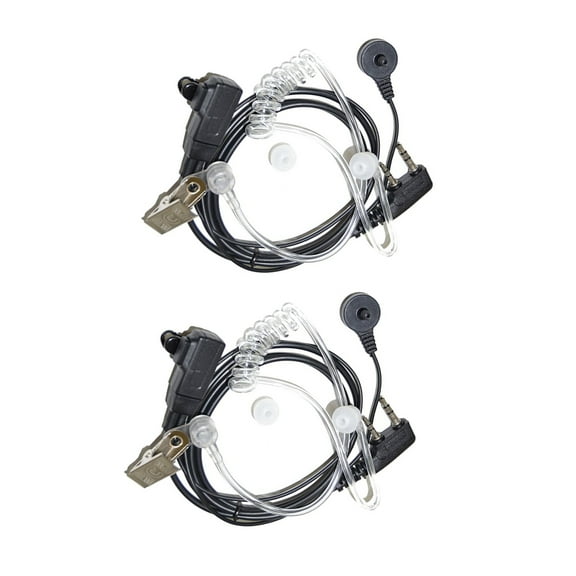 HQRP 2-Pack 2 Pin Acoustic Tube Earpiece Headsets Mic for Retevis H-777, RT-5R, RT-5RV, RT-B6
