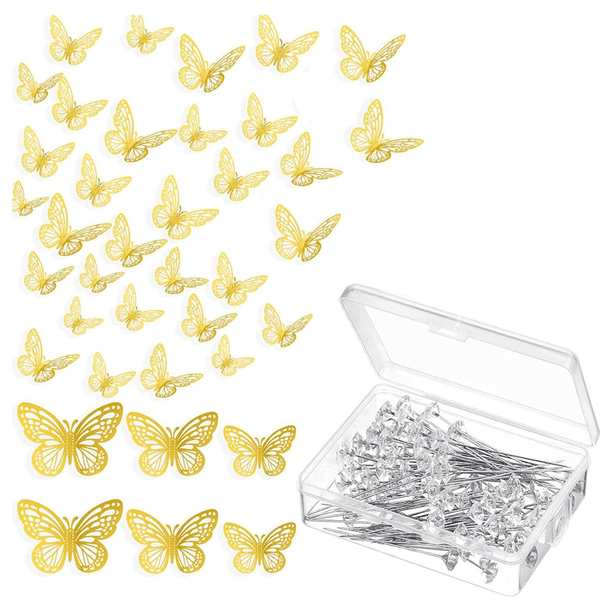 Juego de 160 Piezas de Accesorios para Ramo de Flores, 60 Piezas de Pegatinas de Mariposa Doradas 3D para Decoración de Pared y 100 Piezas de Ramilletes de Diamantes