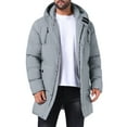 thumbnail image 1 of Chaqueta acolchada con capucha INSPIRE CHIC para hombre, abrigo de invierno de longitud media, cálido, con cremallera, acolchado, color gris, 1 of 6
