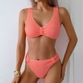 thumbnail image 2 of Women's Bikini Set for Women Two Piece Swimsuit Colorblock Trim High Waisted Bathing Suits for Women Scoop Neck Adjustable Spaghetti Straps Bikini Swimwear Gibobby(XL,Watermelon Red), 2 of 4