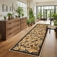 thumbnail image 4 of Tzou Modern Animal Print Runner Rug 2' x 6', Brown Non-Slip Washable Low Pile Indoor Carpet for Living Room, Stain-Resistant Indoor Floor Mat with Tiger & Floral Design, 4 of 8