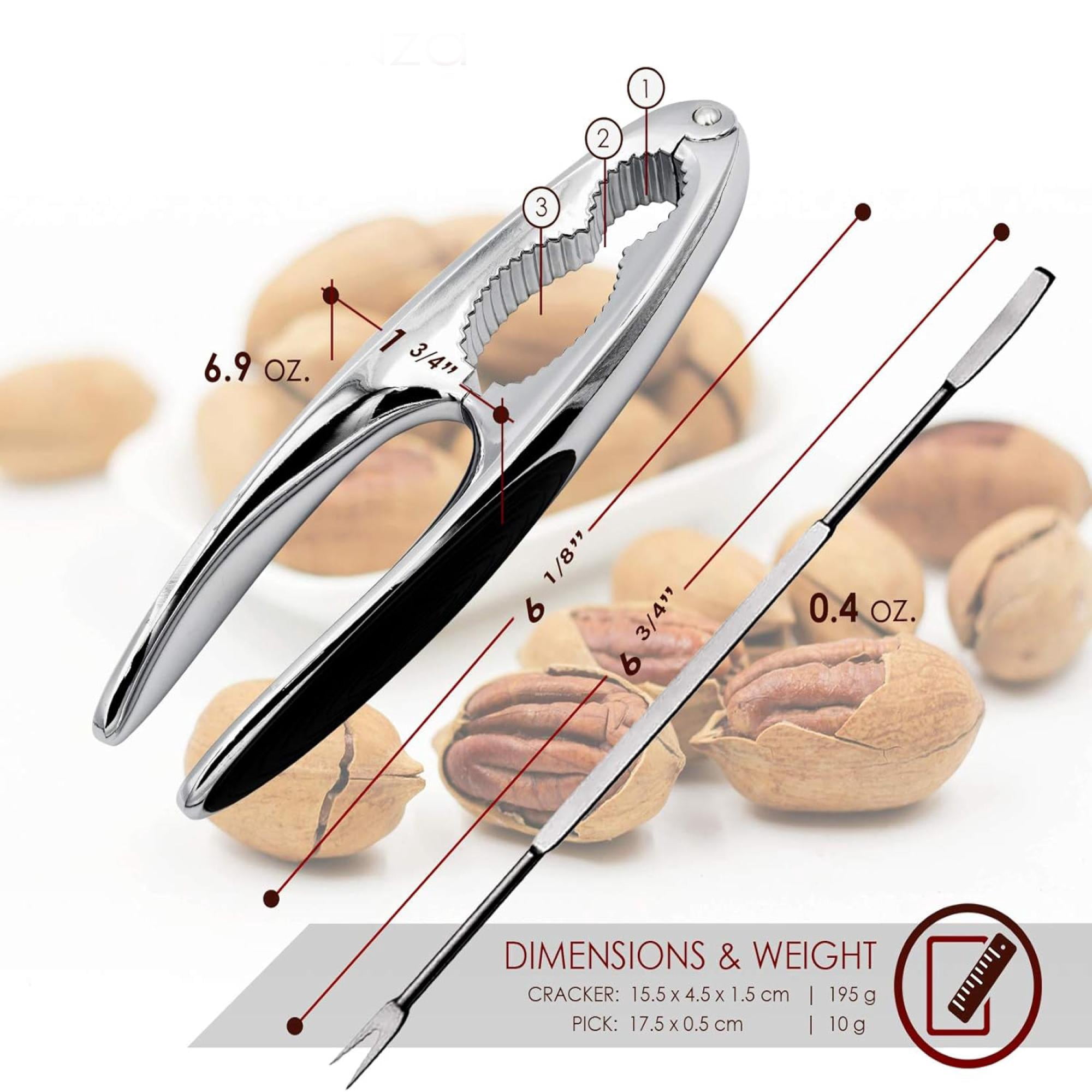 Premium Stainless Steel Lobster & Crab Crackers with Non‑Slip Grip – Includes Picks & Forks for Seafood Shell Cracking, Durable Metal Tools Set (2 Crackers + 6 Picks)