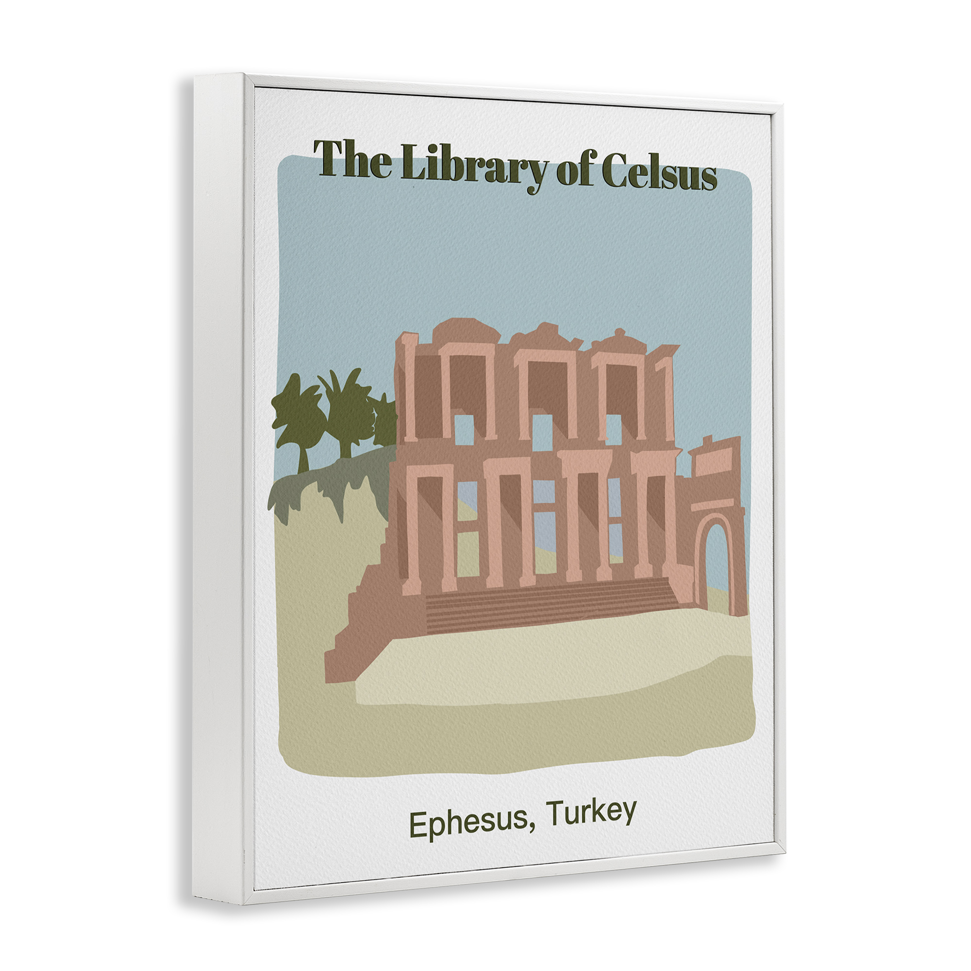Stupell Industries Library Of Celcus Architecture Town & City Painting White Framed Art Print Wall Art, 16 x 20
