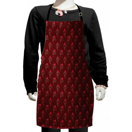 

Chocolate Kids Apron Yummy Cupcakes with Cherry on Cocoa Creamy Top on Polka Dots Background Boys Girls Apron Bib with Adjustable Ties for Cooking Baking Painting Dark Coral Burgundy by Ambesonne