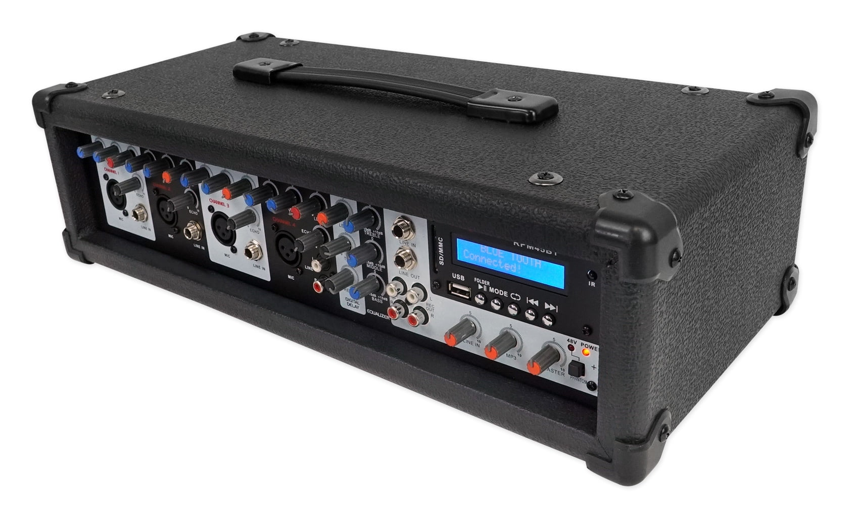 Rockville RPM45BT 1800w Powered 4 Channel Mixer/Amplifier w Bluetooth/EQ/Effects