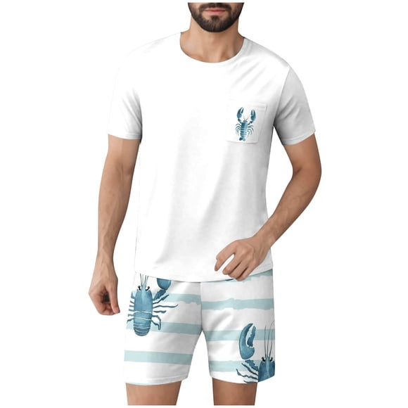 Nouvelle Tenue de Nuit 2026 pour la Maison, Hauts Amusants pour Hommes, T-shirt à Col Rond Confortable, Chemisiers à Manches Courtes Stylés, Shorts de Détente Décontractés, Ensemble Classique Deux Pièces, Bas de Nuit Décontractés et Douillets