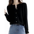 thumbnail image 3 of Womens Long Sleeve Button Up Knit Cardigan Light-Bodied 2026 Crewneck Button Down Sweaters for Women, 3 of 7