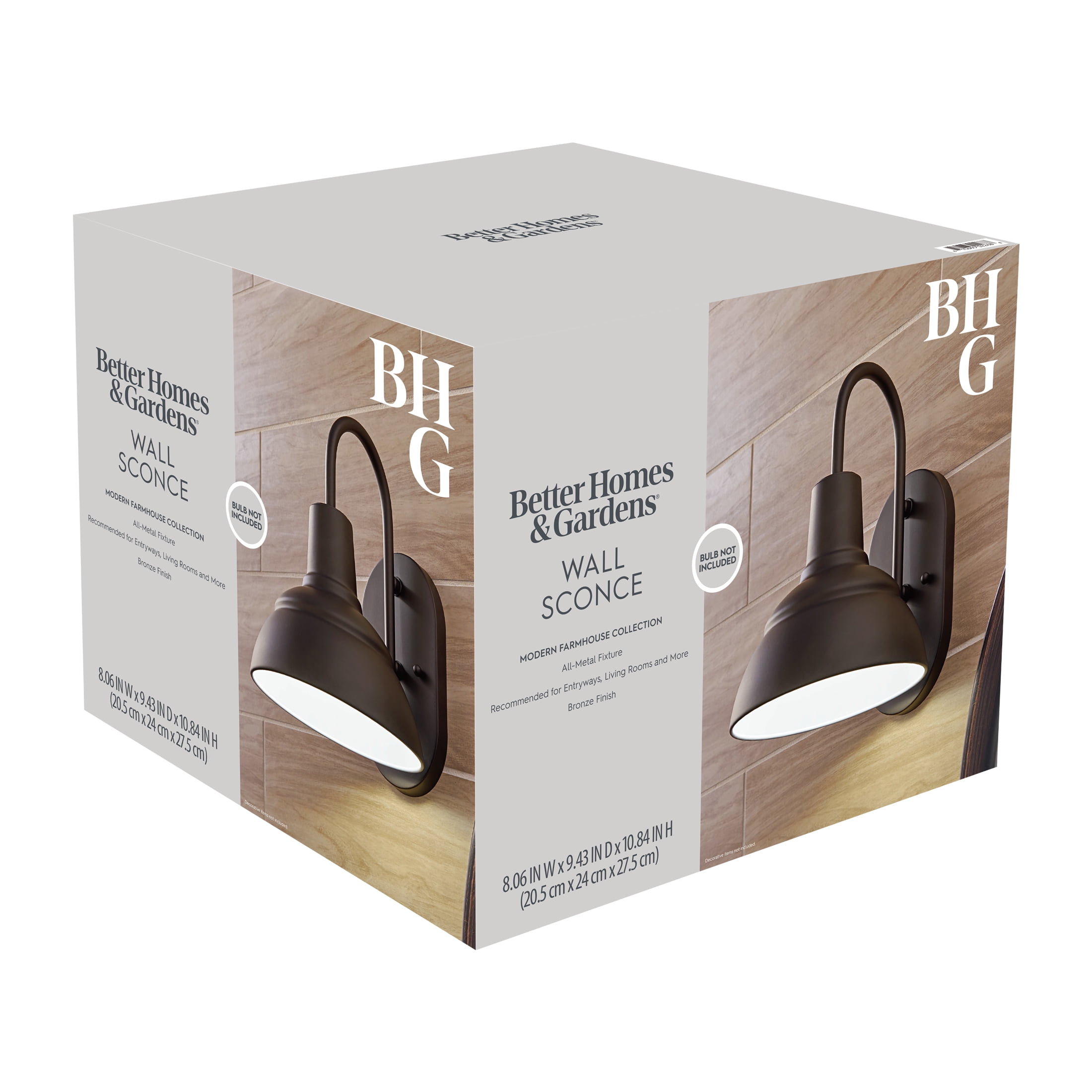 (2 pack) Better Homes & Gardens 11" Farmhouse Indoor Wall Sconce Light, Bronze Finishes, Bulb Not Included
