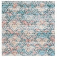 thumbnail image 4 of SAFAVIEH Saffron Nikola Floral Area Rug, Coral/Aqua, 6' x 6' Square, 4 of 6