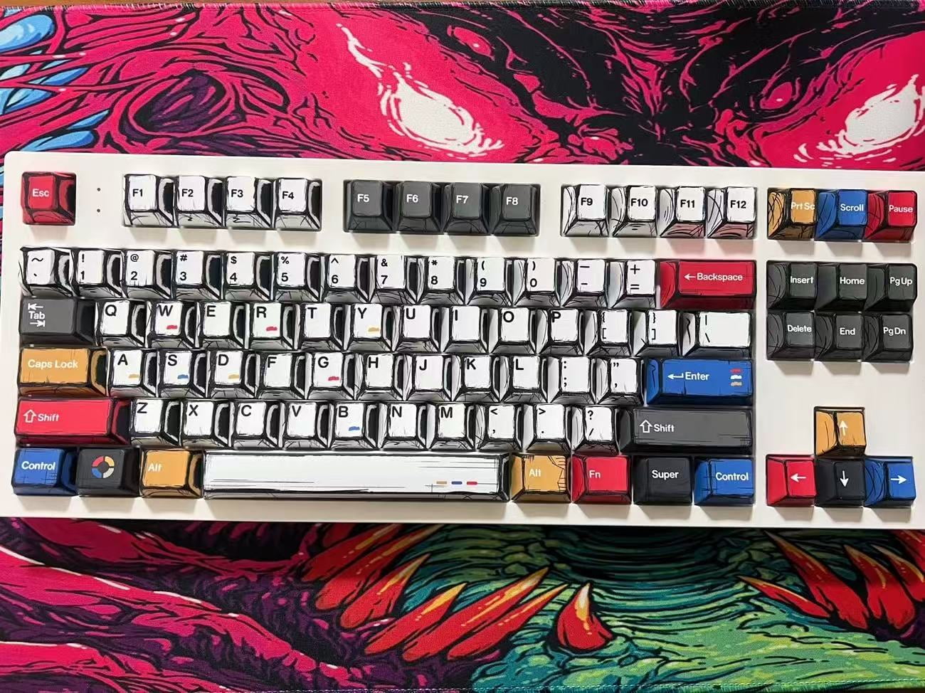DimGlow Mechanical Keyboard Keycaps Replacement Decor Solutions – Vintage Comics Edition