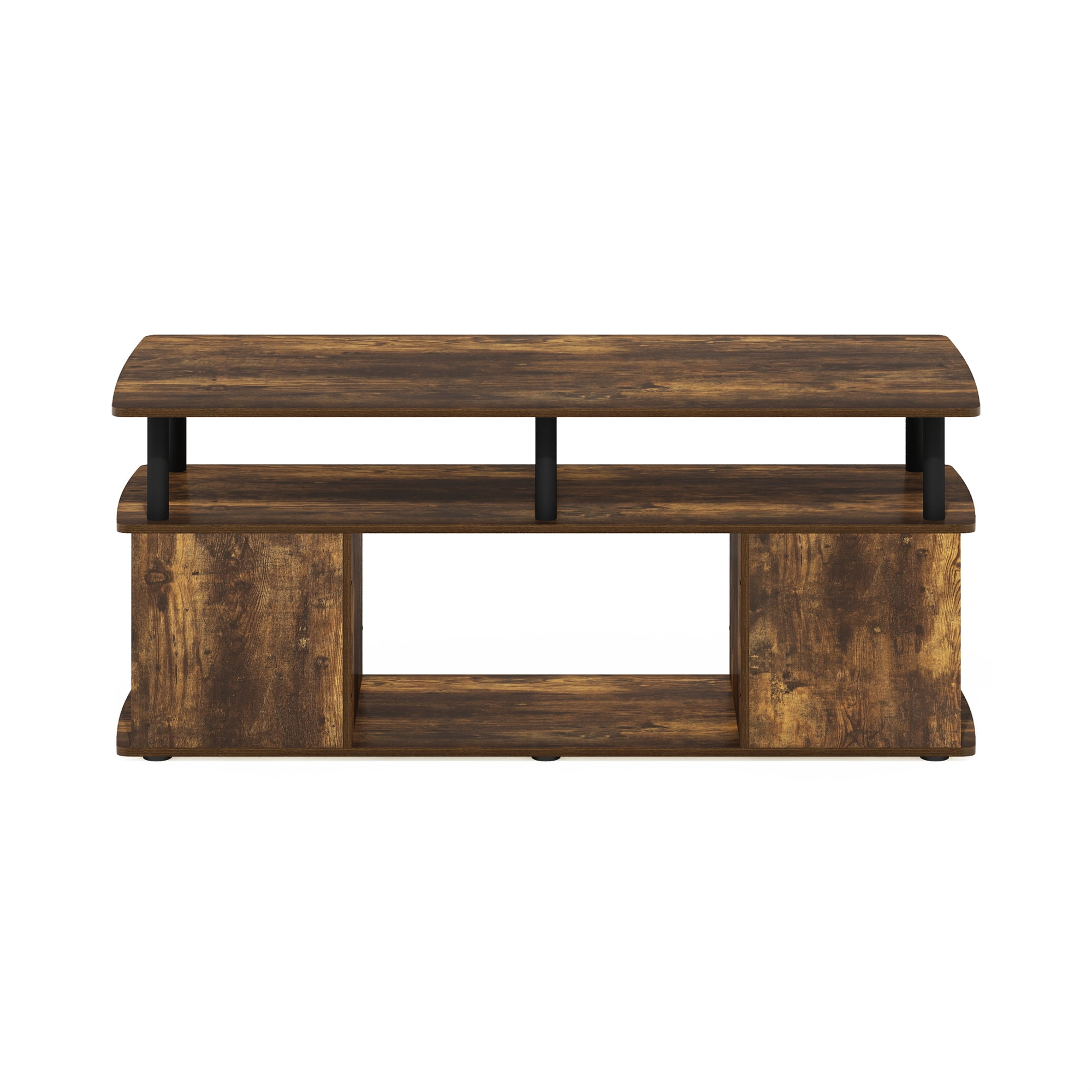 Furinno JAYA TV Stand Entertainment Center with Open Storage Compartment for TV up to 50 Inch, Amber Pine/Black