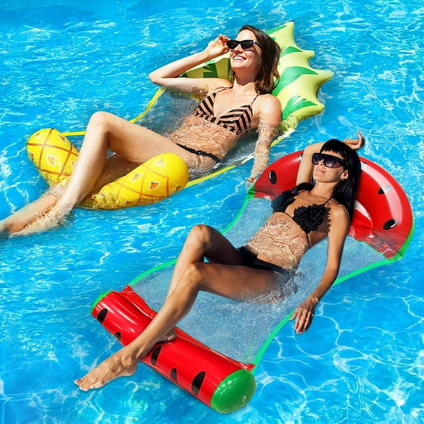 2 Pack Adult Swimming Pool Float Water Hammock Lounger, Multi Purpose  Comfortable Inflatable Water Float Pool Lounge, Pineapple Watermelon  Swimming