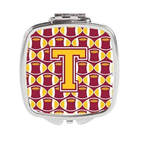 Carolines Treasures Letter T Football Maroon & Gold Compact Mirror