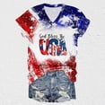 thumbnail image 3 of Camisas de Manga Corta para las Mujeres Día de la Independencia Blusas Estampado Cuello en V Top, Blusas para las Mujeres Casual, 3 of 5