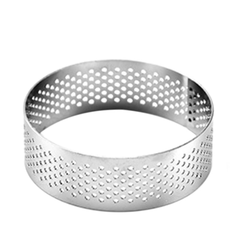 4 Tart Rings Stainless Steel Perforated Fanshaped Cake Patry Rings Heat-Resistant Perforated Cake Mousse Rings 4 Pack 