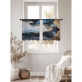 thumbnail image 4 of Navy Blue Semi Sheer Curtains 54 Inch Length 2 Panels Set, Abstract Color Block Vintage Modern Sheer Kitchen Curtain Privacy Voile Window Curtain for Living Room Bedroom Rod Pocket Drapes, 4 of 7