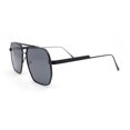 thumbnail image 3 of Mens Classy Geometric Squared Double Bridge Officer Metal Rim Sunglasses All Black, 3 of 4