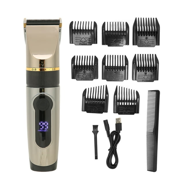 Hair Clipper, R Angle Cordless Waterproof USB Rechargeable Hair Trimmer With 8pcs Guide Comb For Home Barbershop