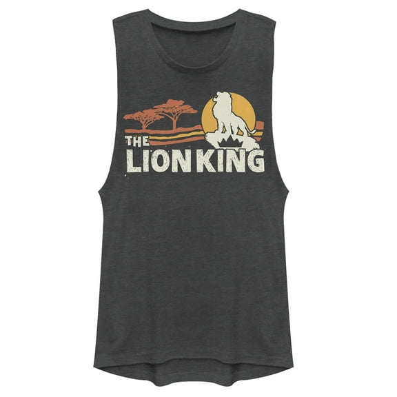 Junior's Lion King Classic Pride Lands Festival Muscle Graphic Tee Charcoal Large