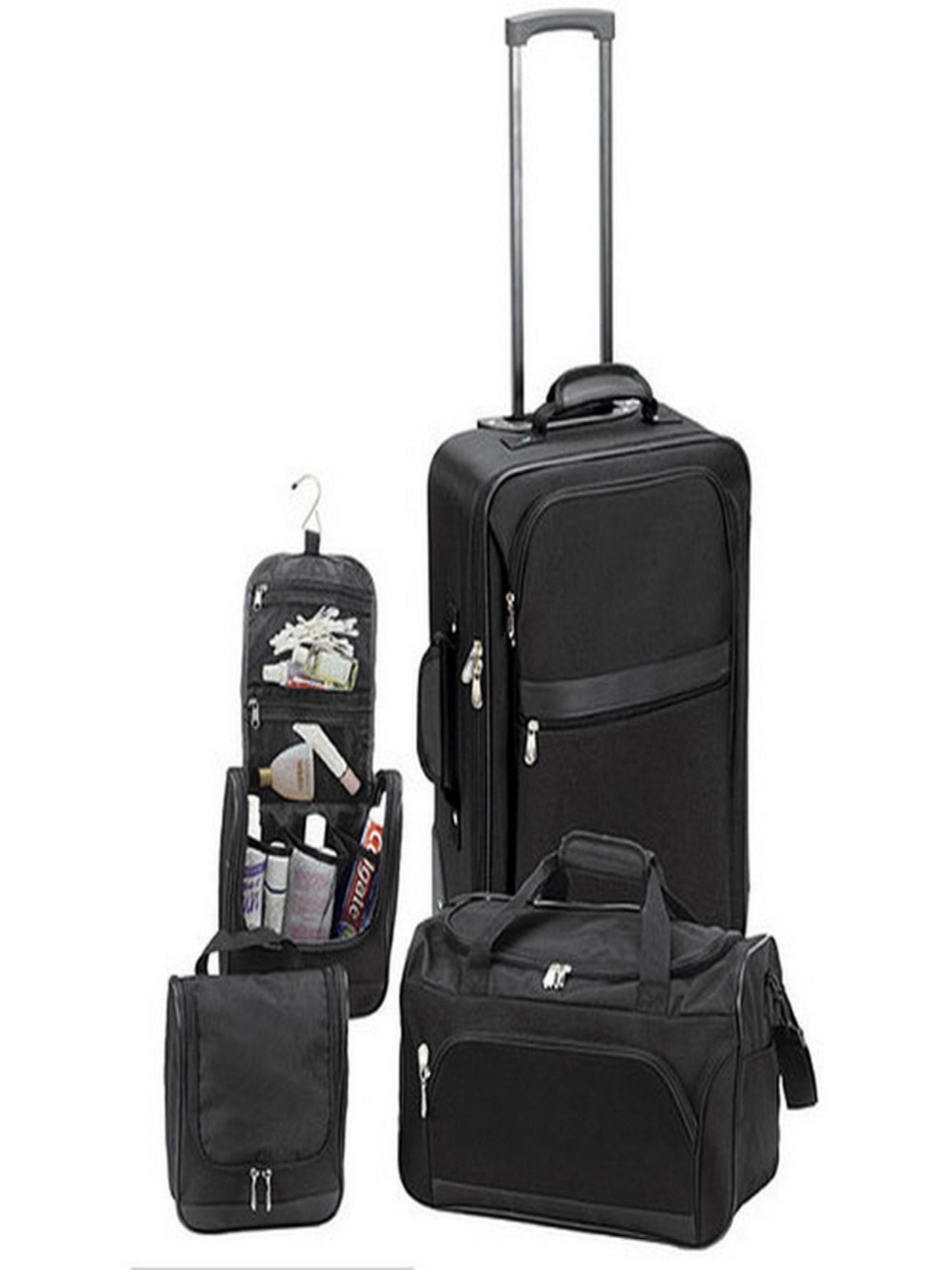 World Traveler The Weekender 3 Piece CarryOn Luggage Set Black