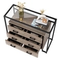 thumbnail image 5 of 6 Drawer Dresser, Modern 6 Drawer Chest with Wide Storage Space, Wood Drawer Dresser with Steel Frame and Tempered Glass Top, Storage Tower Clothes Organizer, Large Storage Cabinet, 5 of 5