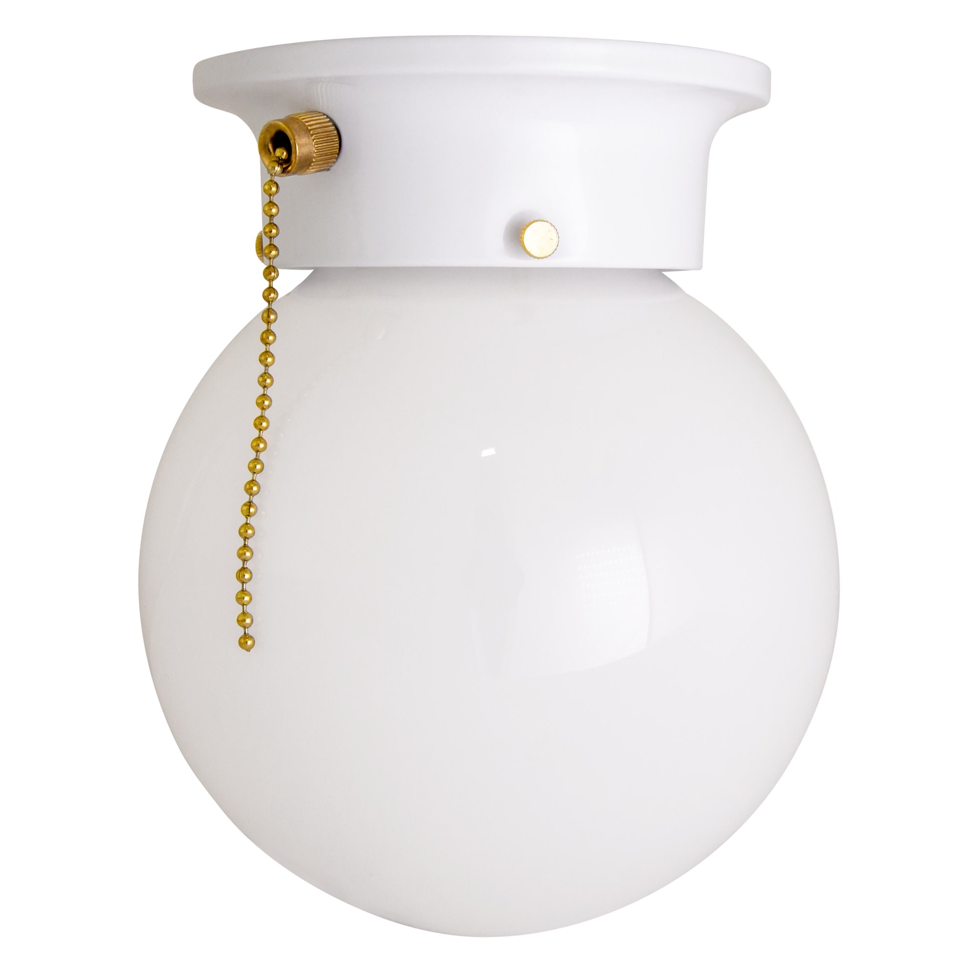 Design House WM051004 Traditional 1-Light Indoor Ceiling Flush Mount Dimmable Globe Light Opal Glass for Bedroom Hallway Kitchen Dining Room, White