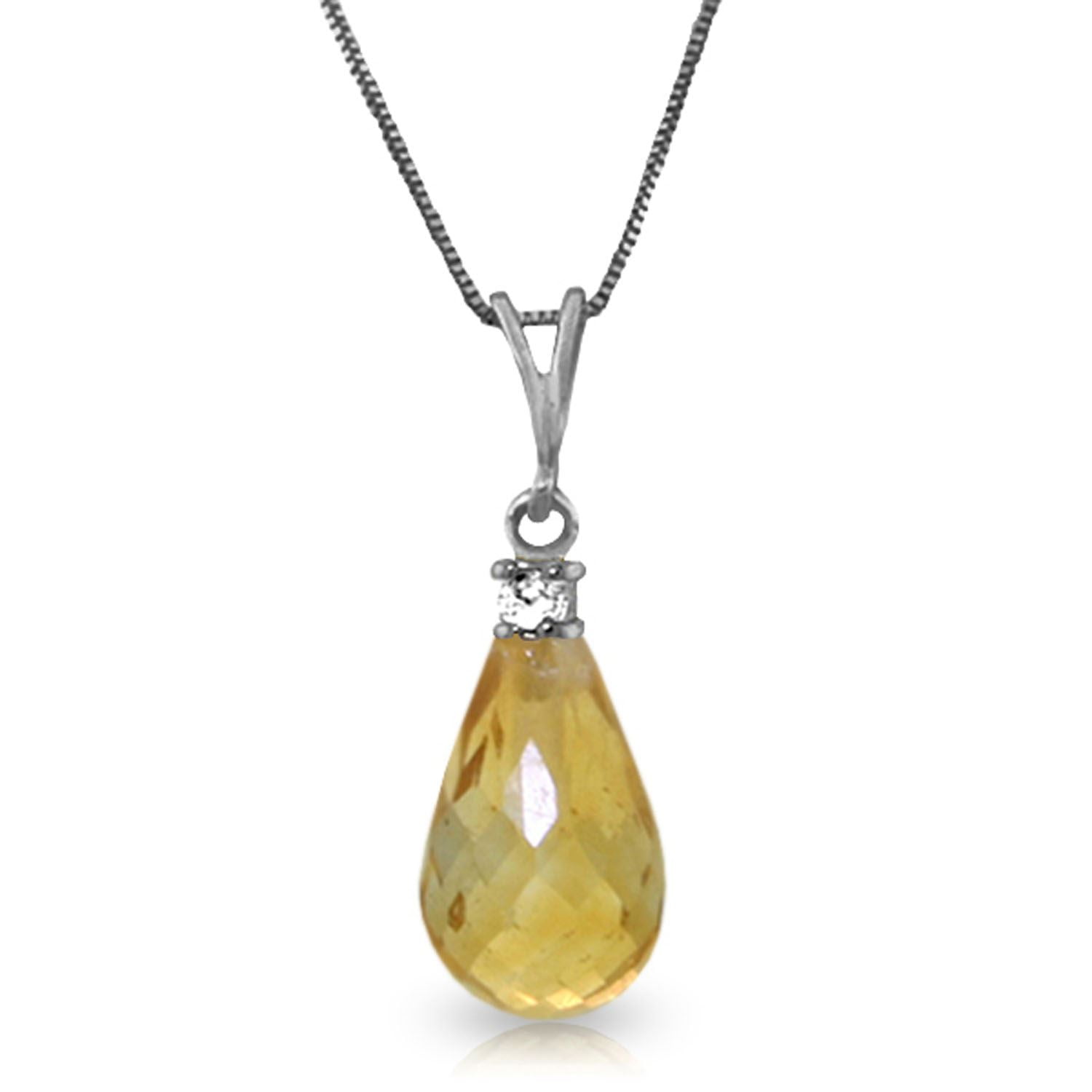 ALARRI 14K Solid Rose Gold Necklace w//Natural Citrines with 24 Inch Chain Length