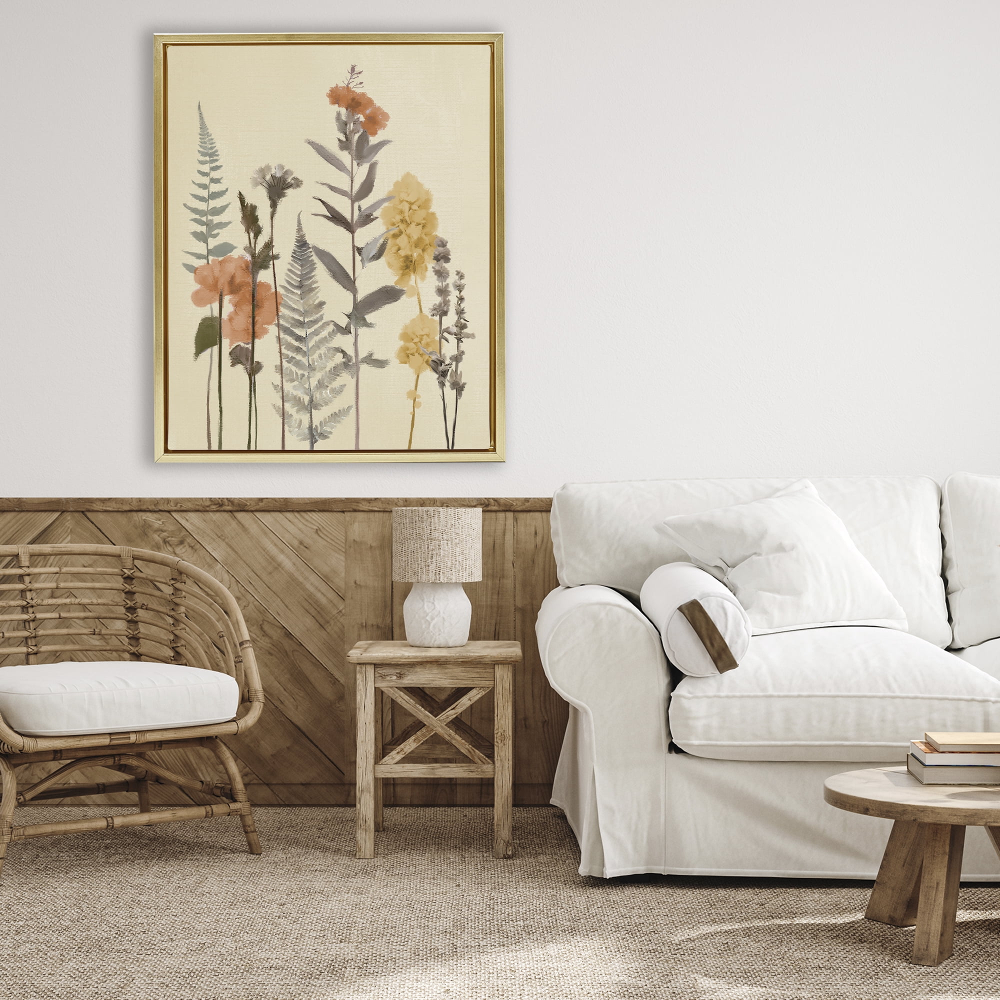 Stupell Industries Fall Botanicals Fresh Ferns Gold Framed Floater Canvas Wall Art, design by Elizabeth Medley