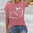 thumbnail image 2 of Trendfront Womens Horse Dog T Shirt Heart Line Art Print Short Sleeve Crew Neck Animal Lover Casual Graphic Tees, 2 of 4