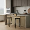 thumbnail image 4 of Spaco Swivel Bar Stools Set of 2, Paper Rope Handwoven Bar Stools with Back, Rustic Round Counter Chairs for Dining Room, Kitchen Island, Yellow, 4 of 9