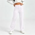 thumbnail image 5 of DeHolifer Womens Pants Elastic Waisted Button Solid Color Casual Straight Leg Trousers with Pocket White 4XL, 5 of 7