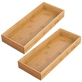 thumbnail image 7 of mDesign Wooden Bamboo Office Drawer Organizer Box Tray - 2 Pack - Natural Wood, 7 of 7