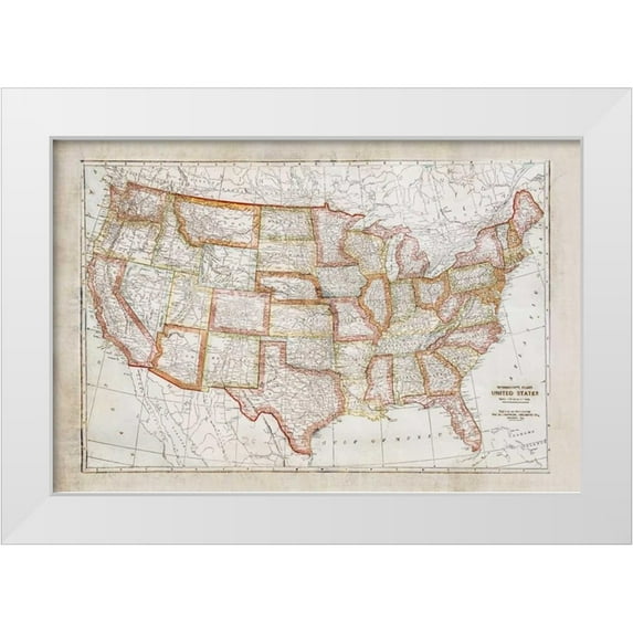 Murdock, Ramona 18x13 White Modern Wood Framed Museum Art Print Titled - Map of USA