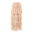 thumbnail image 5 of vigerkar Womens Tiered Ruffle Tulle Maxi Skirt a Line Elastic High Waist Tutu Long Skirt Puplum Mesh Skirt Wedding Skirt Beige, One Size, 5 of 5