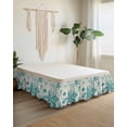 thumbnail image 2 of Turquoise Starfish Wrap Around Bed Skirts for King Bed 16" Drop,Bed Skirt with Adjustable Elastic Belt Dust Ruffle Bed Valance for Bedroom Hotel Ocean Nautical Seahorse Coral Shell Bed Frame Cover, 2 of 7