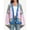 Blue, variant on Long Sleeved Fall V-neck Colorful Striped Print Casual Knit Cardigan Coat