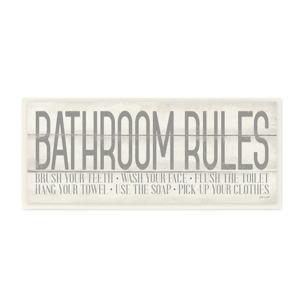 The Stupell Home Decor Collection Grey and White Planked Look Bathroom