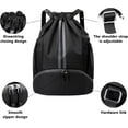 thumbnail image 3 of Waterproof Drawstring Backpack Gym Bag: Sports Gym Backpack with Wet and Dry Separation Bag & Shoe Compartment, Draw String Back Bag for Men Women, 3 of 7