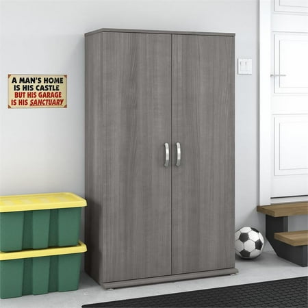

Pemberly Row Tall Garage Storage Cabinet in Platinum Gray - Engineered Wood