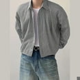 thumbnail image 6 of Men's Striped Crop Blouse Casual Button-Down Lapel Long-Sleeve Shirt Loose Fit Top, 6 of 7