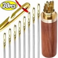 thumbnail image 2 of 12/30Pcs Side Hole Blind Sewing Needles Stainless Steel Elderly Needles Hand Sewing Stitching Pin DIY Home Self Threading Needle, 2 of 9