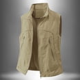 thumbnail image 5 of YFNNUP Big and Tall Men's Golf Vest Lightweight Casual Sleeveless Jacket Outerwear Windproof Water Resistant Grid Lining Vests with Zipper Pockets Khaki,L, 5 of 7