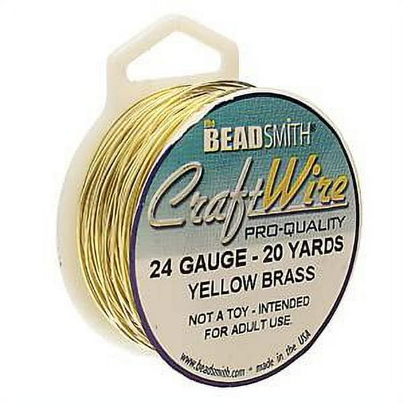 The Beadsmith Wire Elements Craft Wire – Tarnish Resistant, Soft Temper, Round, Yellow Brass Color – 0.51mm, 24 Gauge, 20 Yard Spool – Jewelry Making, Wire Wrapping, Floral, & Other DIY Crafts